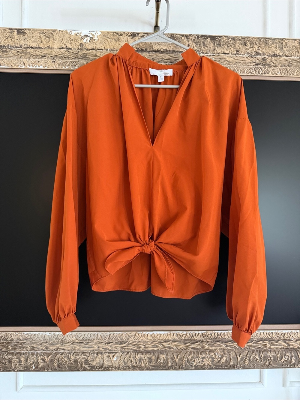Tie-Front Long-Sleeve Blouse in Rust - Women